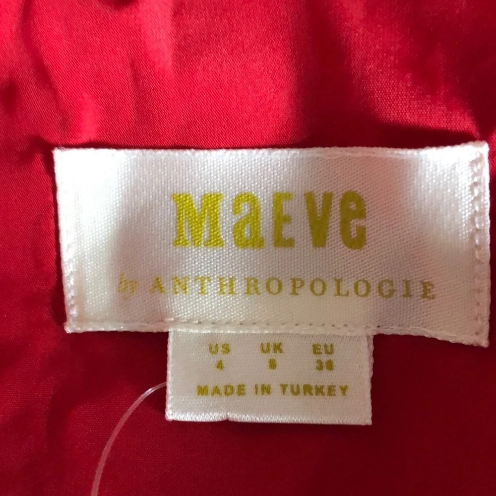 💛 4 💛 NWT Anthro Taffeta Ruffled Bib Side Zip Red Tank Twist Back Cutout - Picture 3 of 6